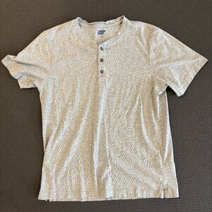 Lands' End Short Sleeve Cotton Supima Jersey Henley, Light Grey Heather (Men M)